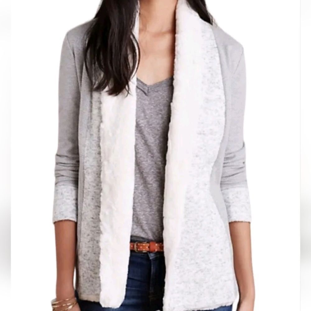 Anthropologie Saturday Sunday faux fur cardigan